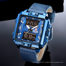 KADEMAN 6153 New Square Watch Mens Luxury Military Sport Male Watch TOP Brand LED Digital Quartz Wristwatch Leather Relogio